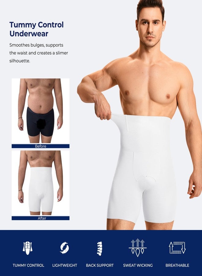TAILONG Mens Shapewear Tummy Control Underwear Compression Shorts Men Slimming Body Shaper Leg Boxer Briefs White - Image 4